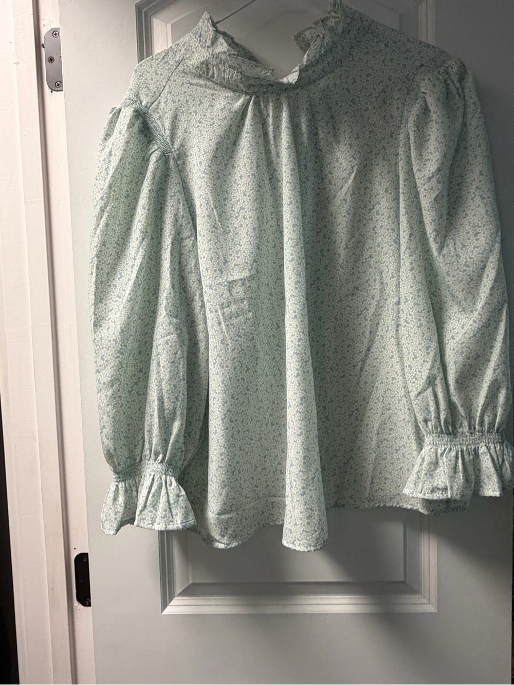 Levi's Mint Green Floral Ruffle-Neck Long Sleeve Blouse